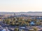 Early morning aerial zoom view of mine shafts and a beneficiation or processing plant located in Broken Hill, New South Wales