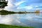 Early morning and billowing clouds  at Orlando Florida and Lake Formosa on June 6 2021