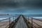 Early morning at Blyth Beach with the old wooden pier in Northumberland