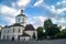 Early morning in the city. The Assumption Cathedral of the 18th century in Tver city, Russia.