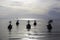 Early morning fishing boat navigation lamps,Hua Hin, Thailand