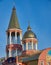 Early morning. Golden domes of the Small Pokrovsky Temple