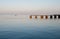 Early morning, jetty and boat