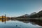 Early morning on the lake of Pramollo, Italy, just close to Nassfeld in Austria. Beautiful mountain lake in clean nature