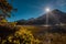 Early morning on the lake of Pramollo, Italy, just close to Nassfeld in Austria. Beautiful mountain lake in clean nature