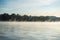 In the early morning, a light fog settles on the river Weser in Bremen