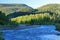 Early Morning Light is shining on the Hills and Cottonwoods along the Lower Nicola River, British Columbia Canada