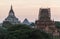 Early morning light skyline of Bagan, Myanmar. Sulamani temple and Shwesandaw pagod