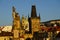 Early morning light on the statues on the Charles Bridge