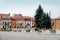 Early morning. Market square in the renaissance city of Sandomierz.