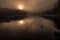 Early morning mist on a lake in the Peruvian Amazon