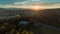 Early morning panorama of Koseze pond or koseski bajer with a modern city hlock on the right. Picturesque morning of siska, a