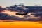 Early morning passenger aircraft flying against the backdrop of a scenic sky. Airplane silhouette