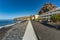 Early morning of quiet warm, sunny weather in the beach and harbor of Playa de Santiago, Gomera, Canary Islands, Spain