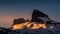 Early morning Sunrise over the famous Black Tusk and the smaller Bishop`s Mitre peak near Whistler