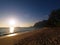 Early Morning Sunrise on Waimanalo Beach on Oahu, Hawaii over wa