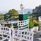 Early morning view of Modern rooftop restaurant at Kasauli, Himachal Pradesh in India, View of mountain hills from open air