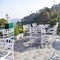 Early morning view of Modern rooftop restaurant at Kasauli, Himachal Pradesh in India, View of mountain hills from open air