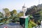 Early morning view of Modern rooftop restaurant at Kasauli, Himachal Pradesh in India, View of mountain hills from open air