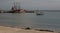 Early morning view of Puerto Juarez bay with fishing boats and trawlers in Cancun Mexico