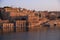 The early morning view of Valletta fortifications from the water