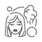 Early pregnancy symptoms fart black line icon. Sickness and illness: bloating and flatulence. Pregnant blond woman concept. Sign