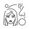 Early pregnancy symptoms increased sense of smell black line icon. Pregnant blond woman concept. Motherhood and healthcare. Sign