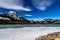 Early snow in early fall at Mount Lorret Ponds. Bow Valley Wildlife Park. Alberta Canada