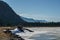 Early spring landscape of frozen Columbia Lake Regional District of East Kootenay Canada