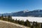 Early spring landscape of frozen Columbia Lake Regional District of East Kootenay Canada