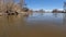 early spring paddling downstream the South Platte River in Colorado as seen by action camera