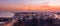 Early spring sunset panorama of Peter and Paul fortress