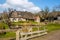 Early spring view on Giethoorn, Netherlands, a traditional Dutch village with canals and rustic thatched roof farm