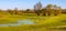 Early spring view of Narew river valley wooded wetlands and nature reserve in Zajki village near Wizna in Poland