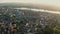 Early summer Morning in Mainz showing the church and the dome with a drone and the Rhine river