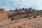 Early Summer in Utah: Overlooking The Naturally Tilted Delicate Arch Landscape from Upper Arch Viewpoint in Arches National Park