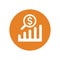 Earning growth analysis icon / orange vector