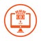 Earning, money online, payment icon. Orange vector design