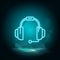 Earphone , headphone vector blue neon icon