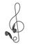 Earphones in the form of treble clef