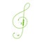 Earphones wireless and remote, In Ear type green color and Treble Clef shape made from cable