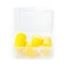 Earplugs in a box for careful storage. Ear noise control protect