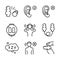 Earplugs flat line icons set. Healthy sleep without snore, ear safety illustrations. Signs for medical store. Linear style symbols