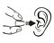 Earplugs hearing sound protection, foam ear plugs accessory from listen loud noise line icon. Deafness, sleep in silence. Vector
