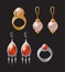 Earring and Ring Collection Vector Illustration