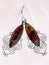 Earrings with amber. The beauty of the stone. Yellow, transparent amber. Still life.