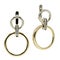 Earrings double ring in yellow gold and diamond inlays of stones huggie