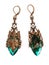 Earrings from faceted green quartz glass isolated