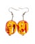 Earrings in glass yellow- red on a white background