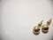earrings, with gold-colored beads, like freshwater pearls